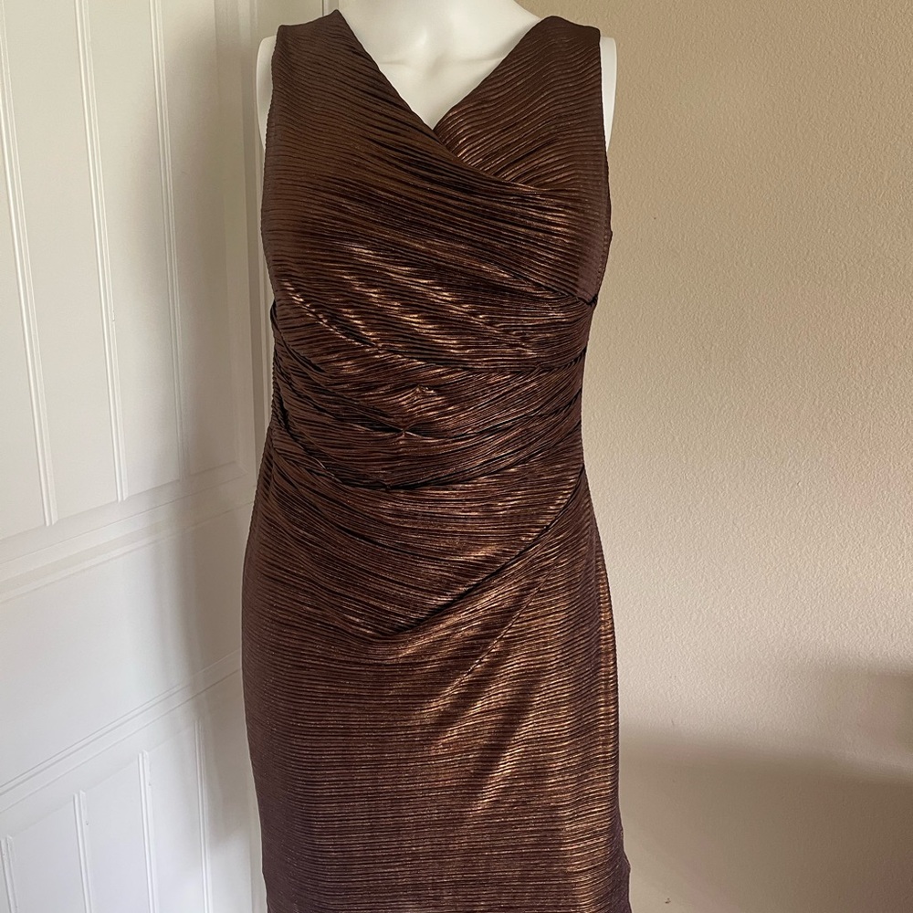 Vintage 90s/Y2K Calvin Klein Bronze Bodycon Sparkly Mini Dress